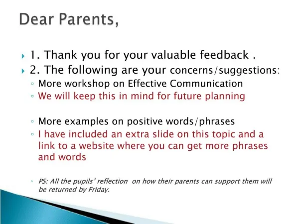 Dear Parents,
