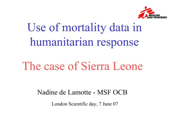 Use of mortality data in humanitarian response