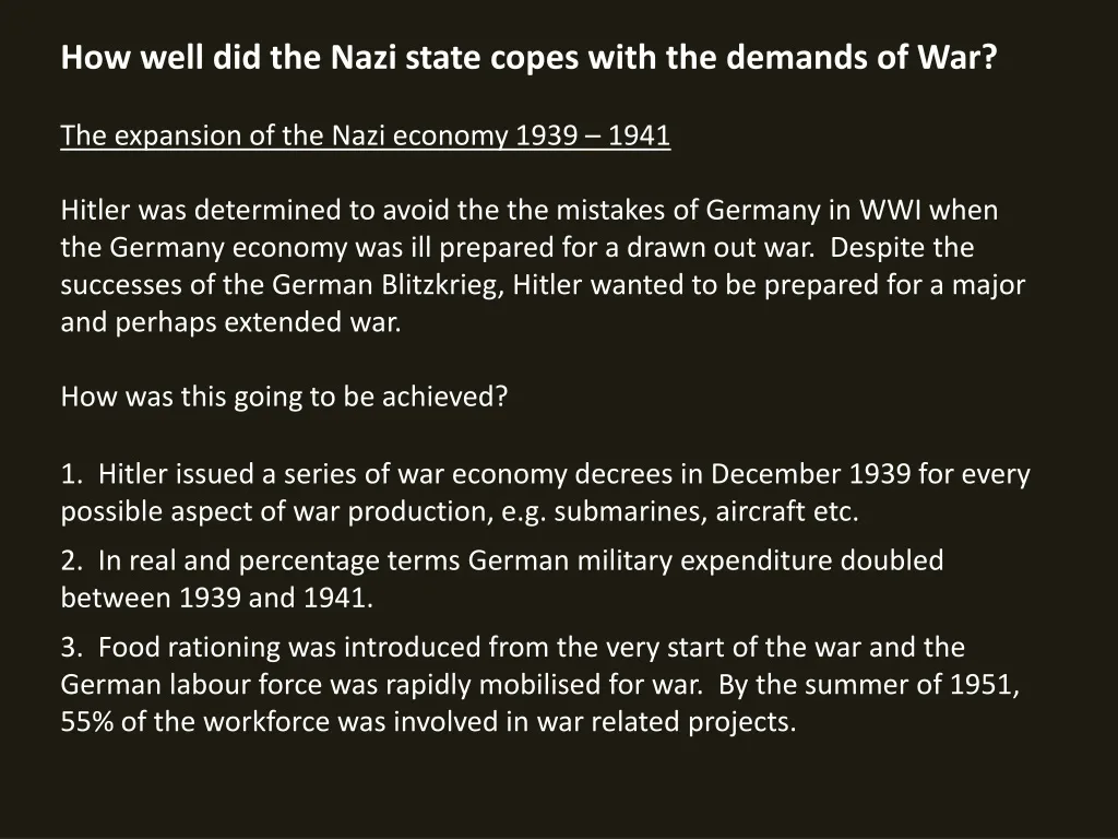 how well did the nazi state copes with