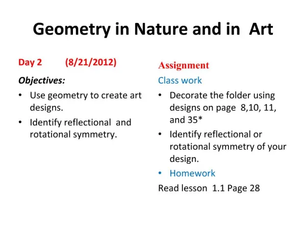 Geometry in Nature and in Art