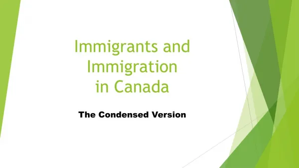 Immigrants and Immigration in Canada