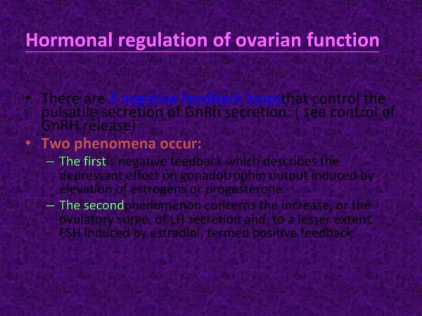 Hormonal regulation of ovarian function