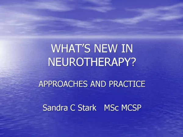 WHAT S NEW IN NEUROTHERAPY