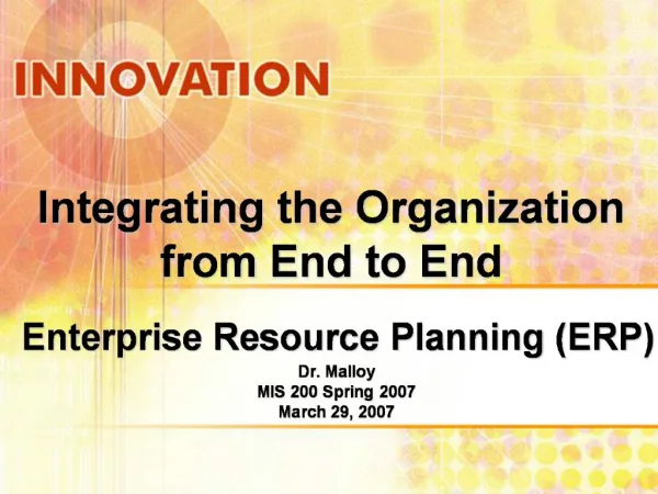 Enterprise Resource Planning ERP