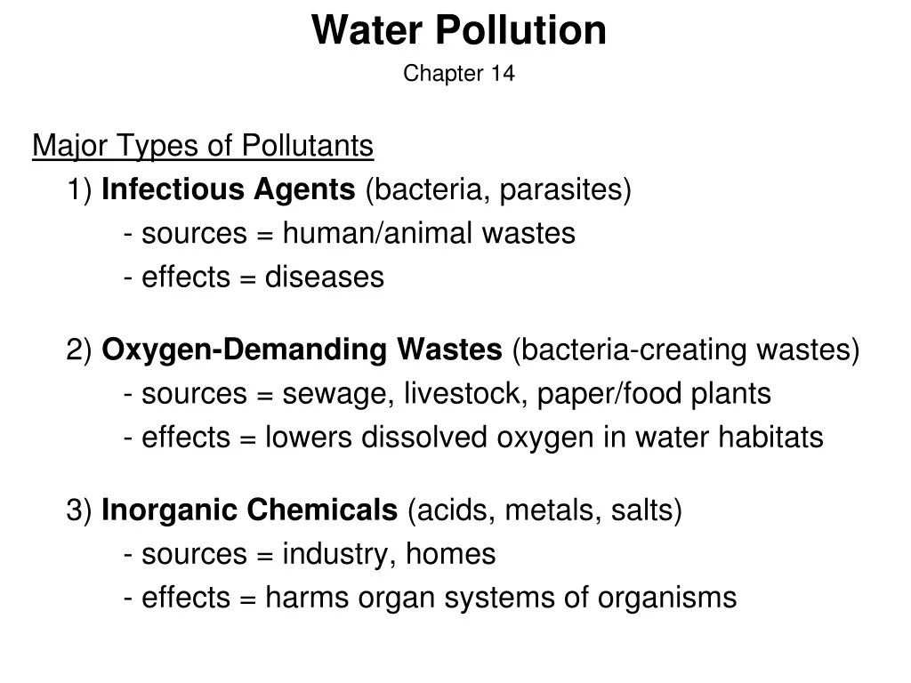 water pollution chapter 14 major types