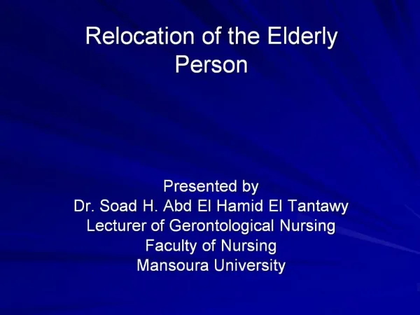 Relocation of the Elderly Person
