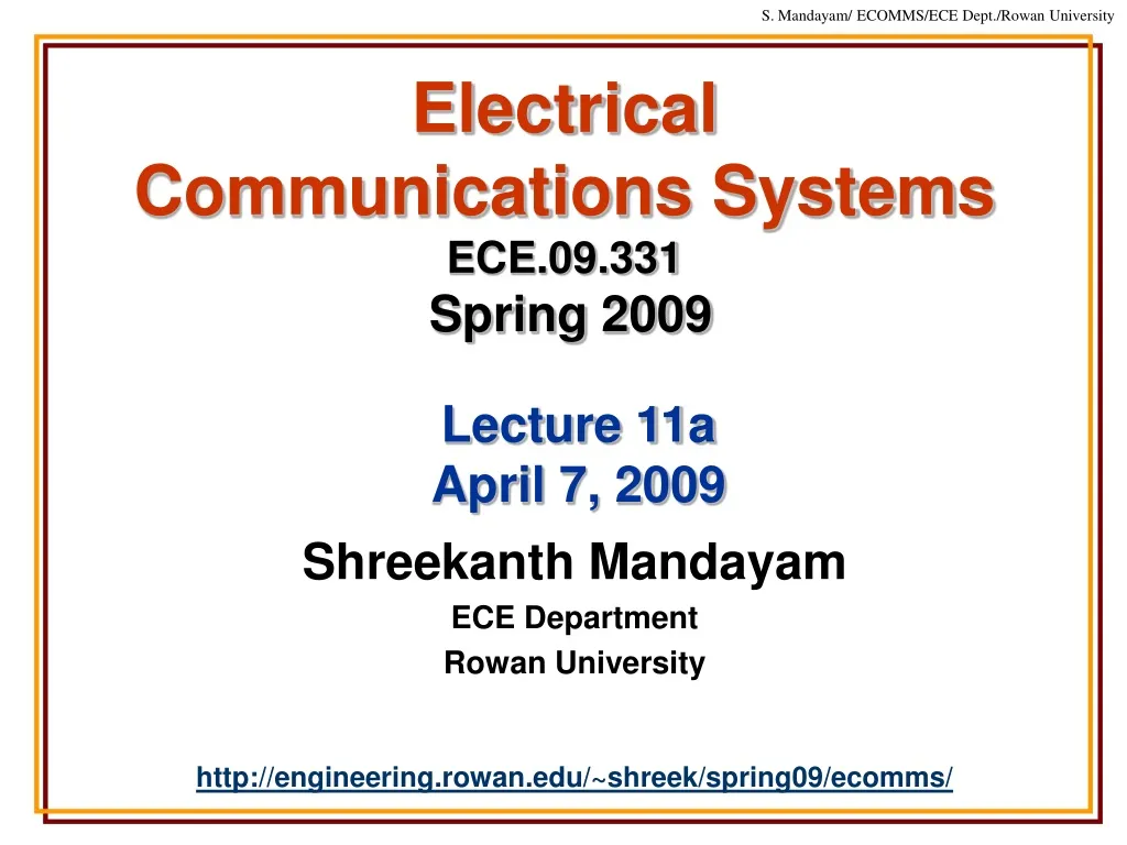 electrical communications systems ece 09 331 spring 2009