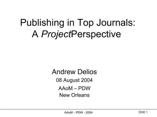 Publishing in Top Journals: A Project Perspective