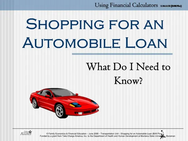 Shopping for an Automobile Loan