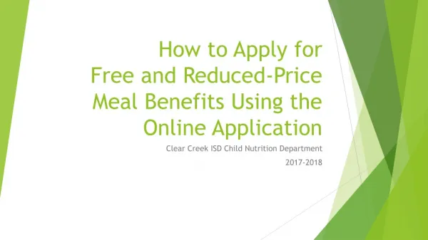 How to Apply for Free and Reduced-Price Meal Benefits Using the Online Application
