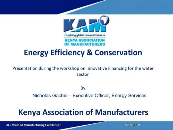 Energy Efficiency Conservation Presentation during the workshop on Innovative Financing for the water sector By Nicho