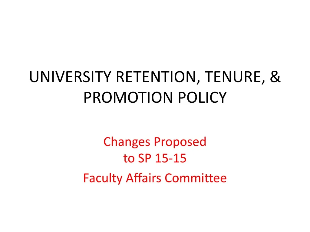 university retention tenure promotion policy