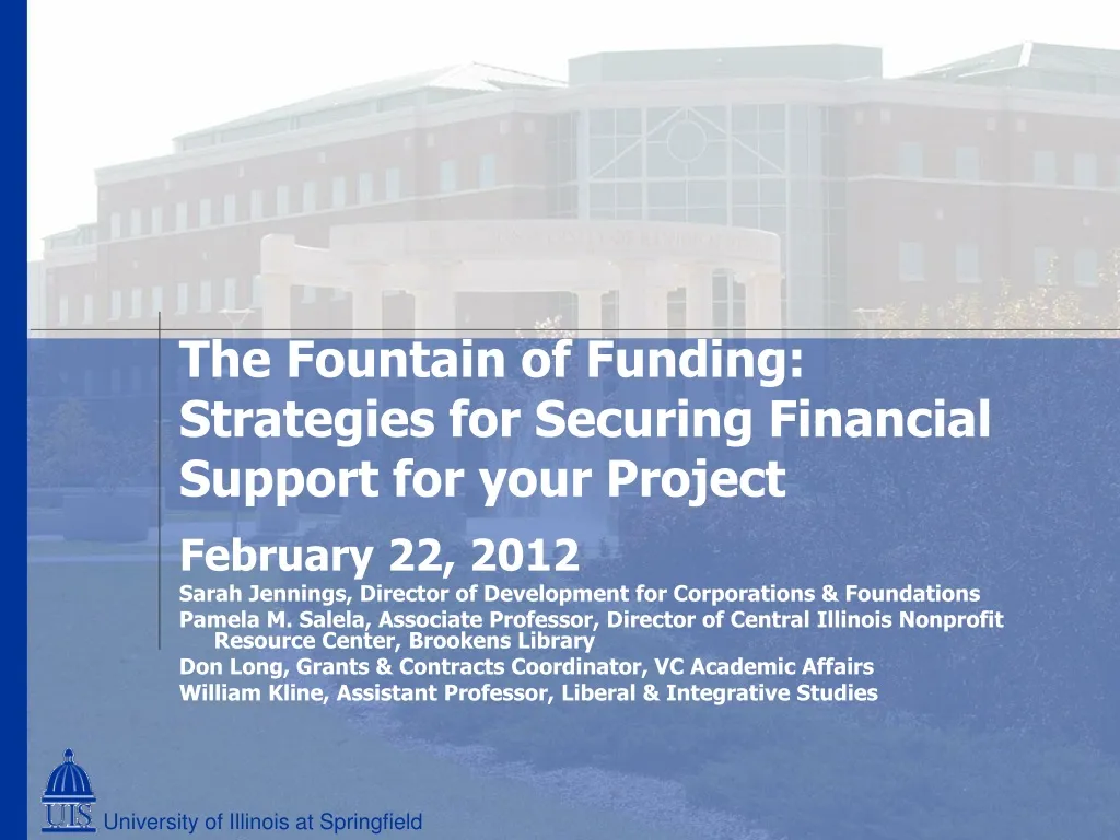 the fountain of funding strategies for securing financial support for your project
