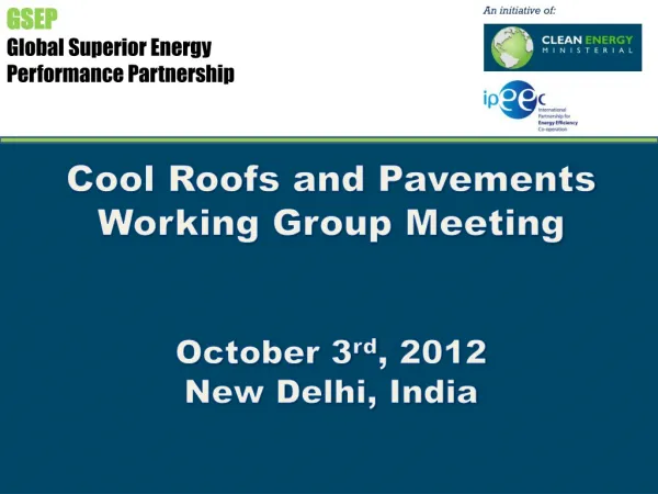 Cool Roofs and Pavements Working Group Meeting October 3 rd , 2012 New Delhi, India