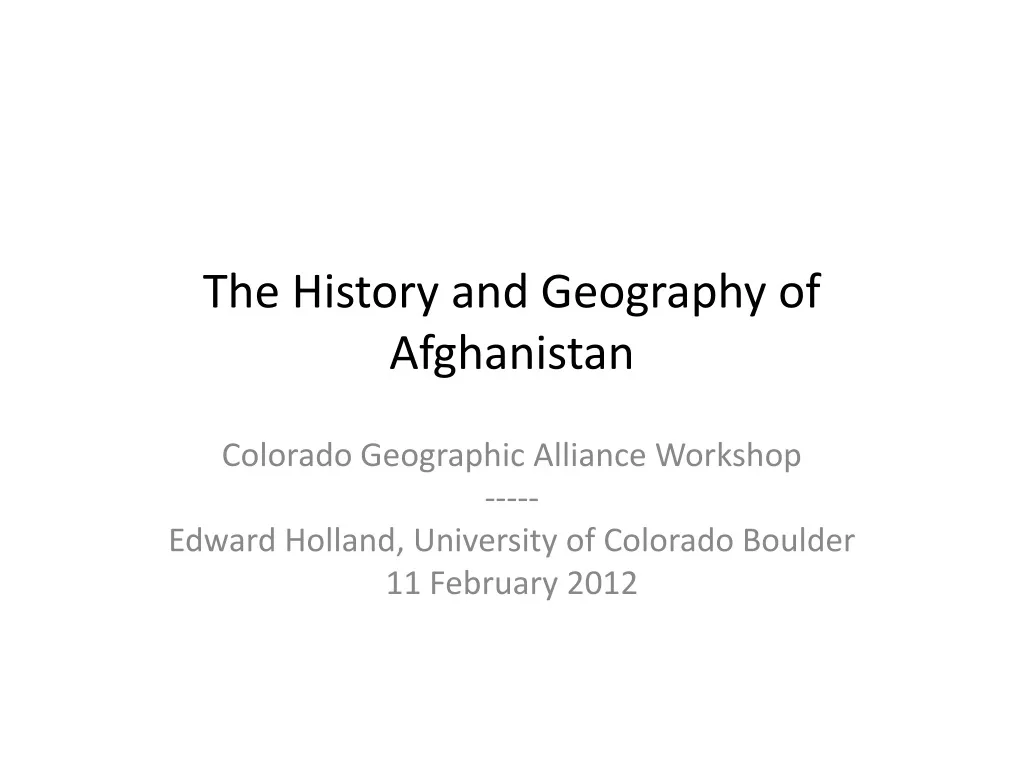 the history and geography of afghanistan