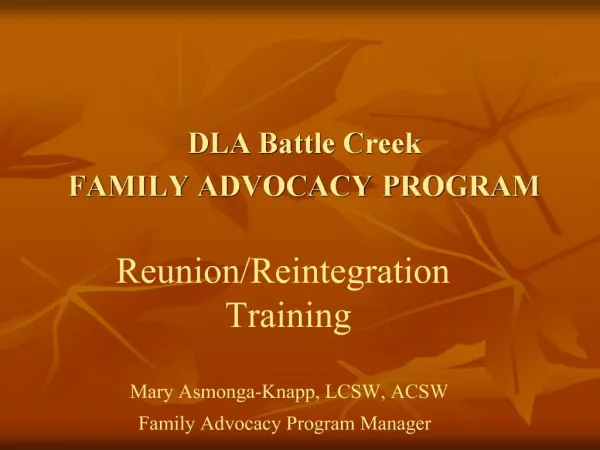 DLA Battle Creek FAMILY ADVOCACY PROGRAM