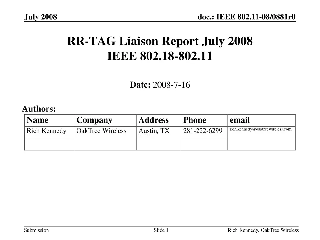 rr tag liaison report july 2008 ieee 802 18 802 11