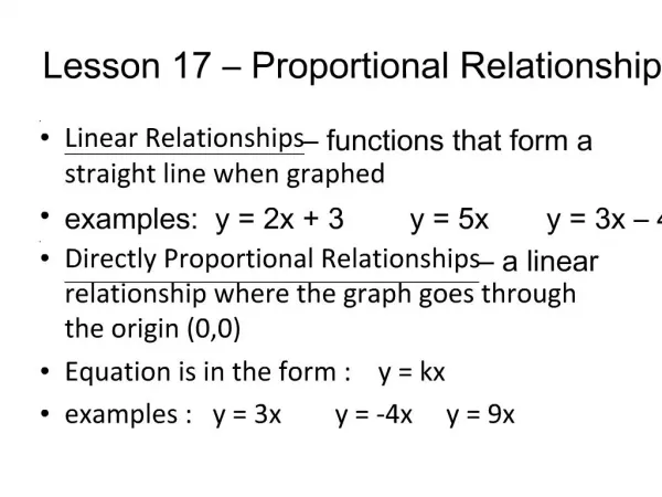 Lesson 17 Proportional Relationships