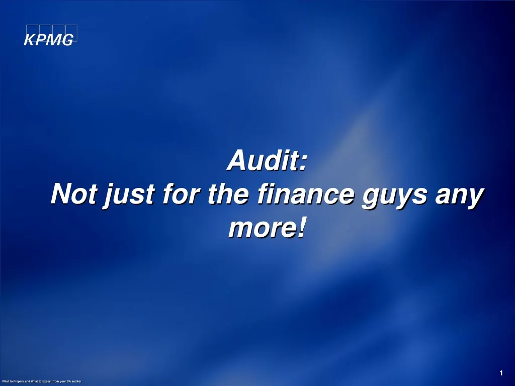 audit not just for the finance guys any more