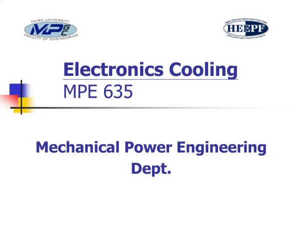 Electronics Cooling MPE 635