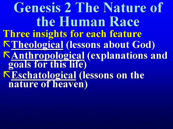 Genesis 2 The Nature of the Human Race