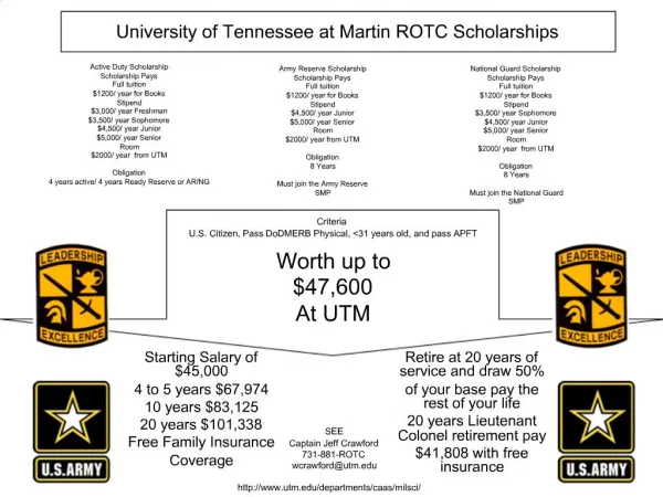 University of Tennessee at Martin ROTC Scholarships