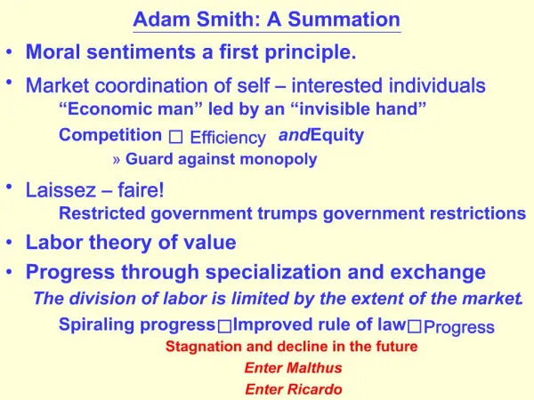 Adam Smith: A Summation