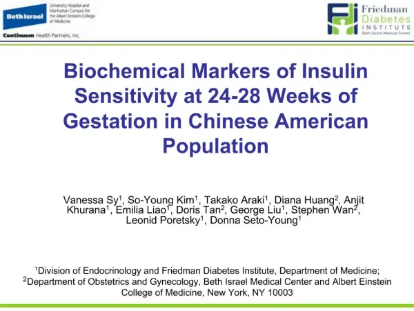 Biochemical Markers of Insulin Sensitivity at 24-28 Weeks of Gestation in Chinese American Population