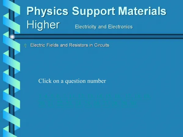 Physics Support Materials Higher Electricity and Electronics