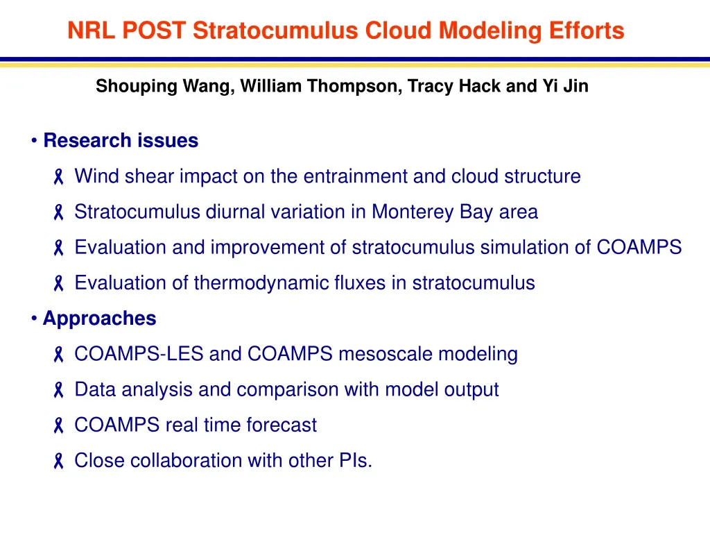 nrl post stratocumulus cloud modeling efforts