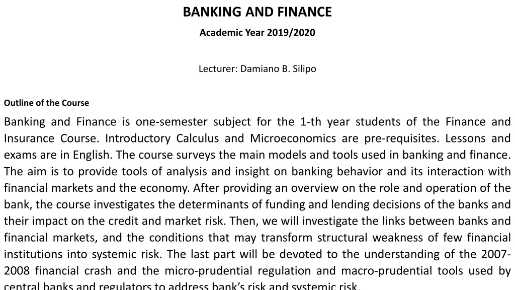 banking and finance academic year 2019 2020