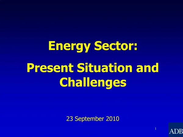 Energy Sector: Present Situation and Challenges 23 September 2010