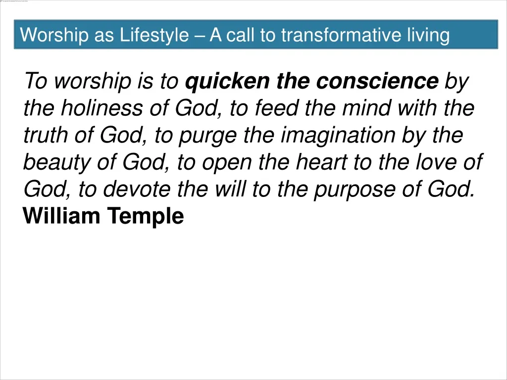 worship as lifestyle a call to transformative
