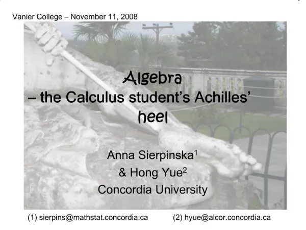Algebra the Calculus student s Achilles heel