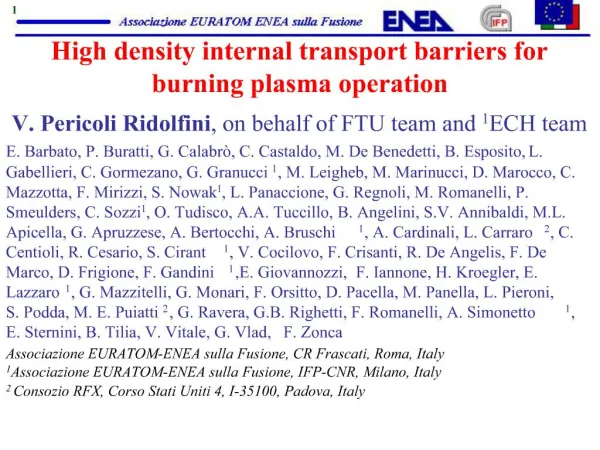 High density internal transport barriers for burning plasma operation