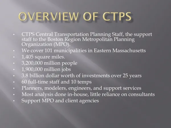 Overview of CTPS