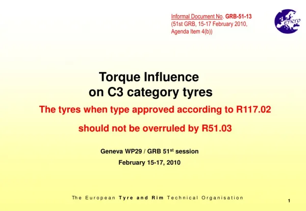 Torque Influence on C3 category tyres