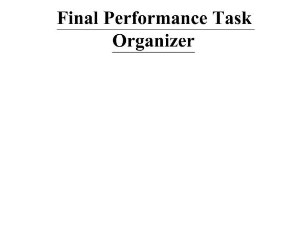Final Performance Task Organizer