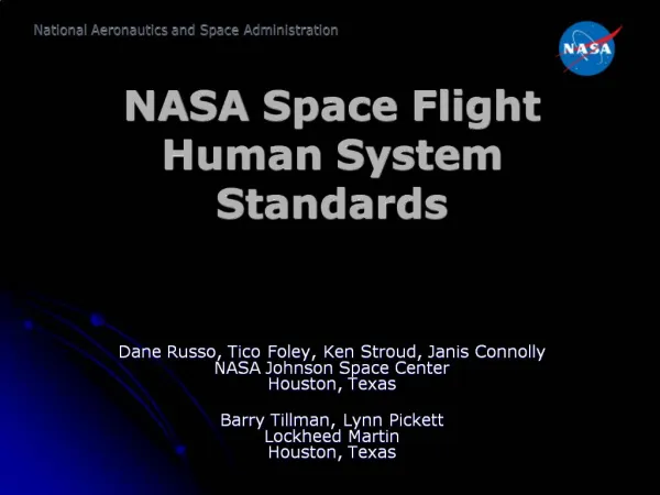 NASA Space Flight Human System Standards