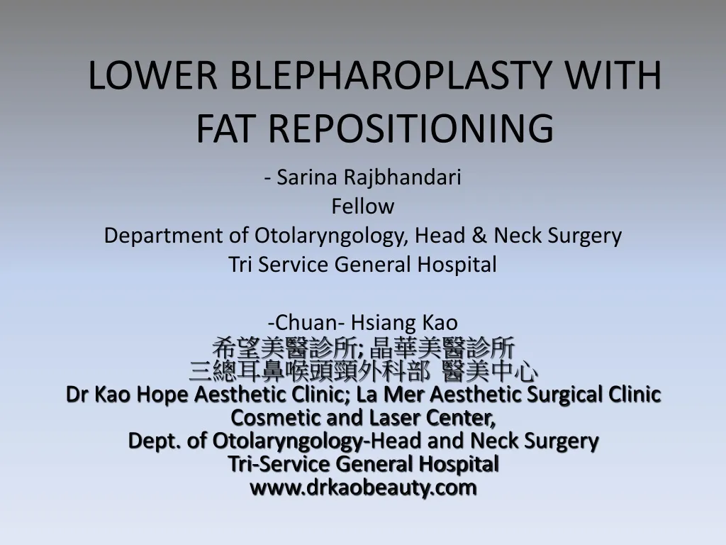 lower blepharoplasty with fat repositioning