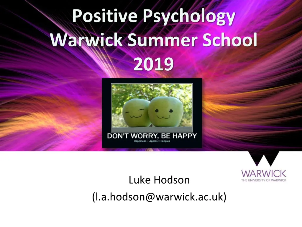 positive psychology warwick summer school 2019