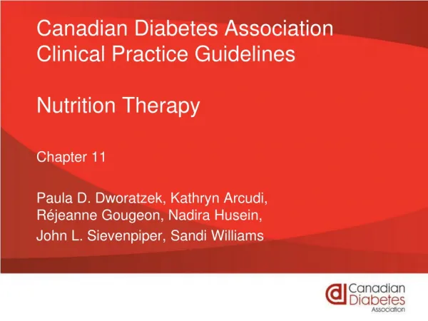 Canadian Diabetes Association Clinical Practice Guidelines Nutrition Therapy