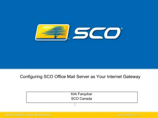 Configuring SCO Office Mail Server as Your Internet Gateway