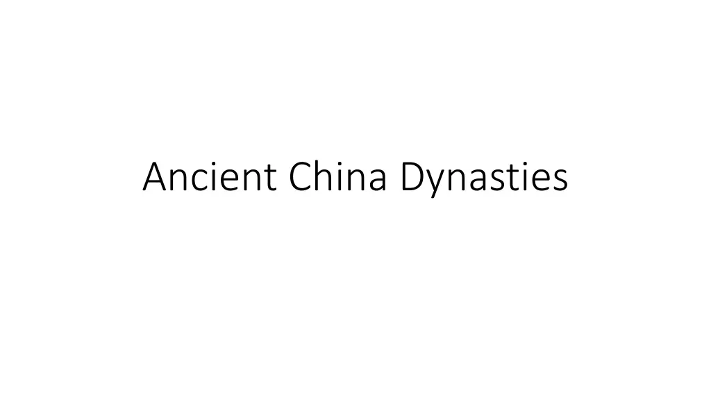ancient china dynasties