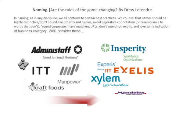 Naming Are the rules of the game changing By Drew Letendre