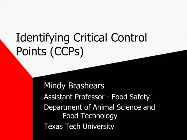 Identifying Critical Control Points CCPs