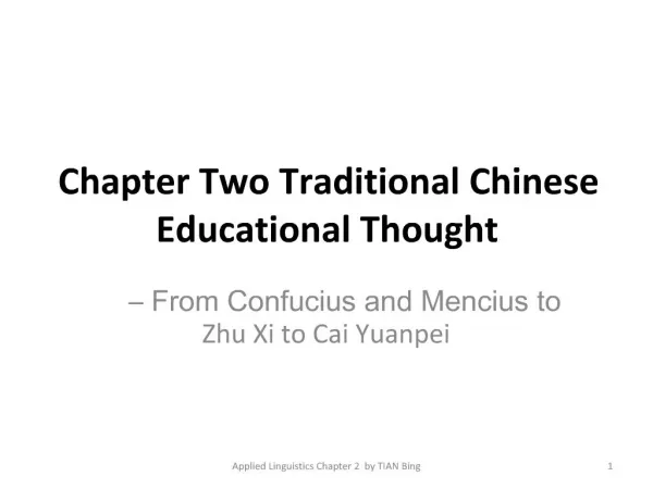Chapter Two Traditional Chinese Educational Thought