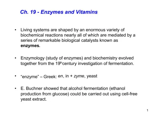 Ch. 19 - Enzymes and Vitamins