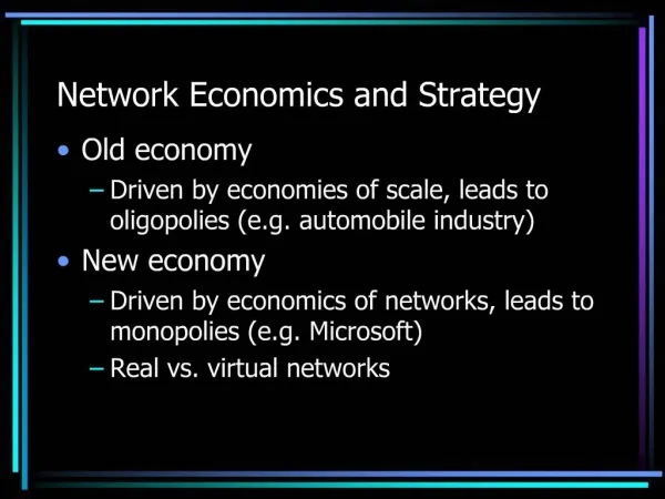 Network Economics and Strategy