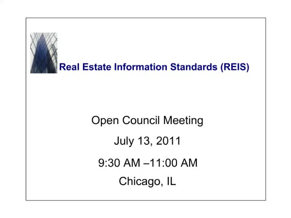Open Council Meeting July 13, 2011 9:30 AM 11:00 AM Chicago, IL